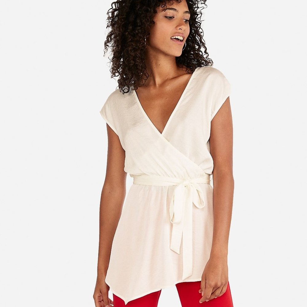 Express Asymmetrical Hem Wrap Top NWOT
